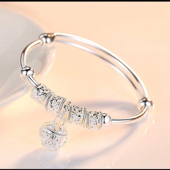 Silver Bell Charm Bracelet Adjustable - Picture 2 of 6
